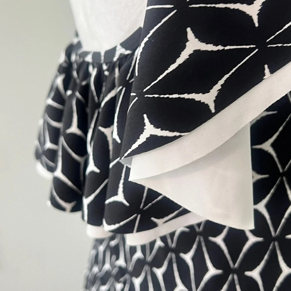 Gottex Profile NWT One Shoulder Ruffle Swimsuit 10 Black White Geometric Print - Picture 14 of 16